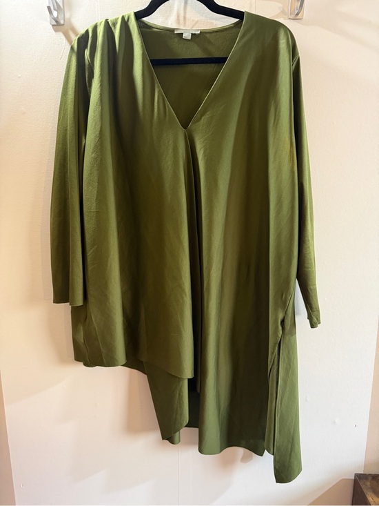 COS Tops - COS Olive Green Asymmetric Draped Tunic Top Size L 100% Cotton Made Portugal